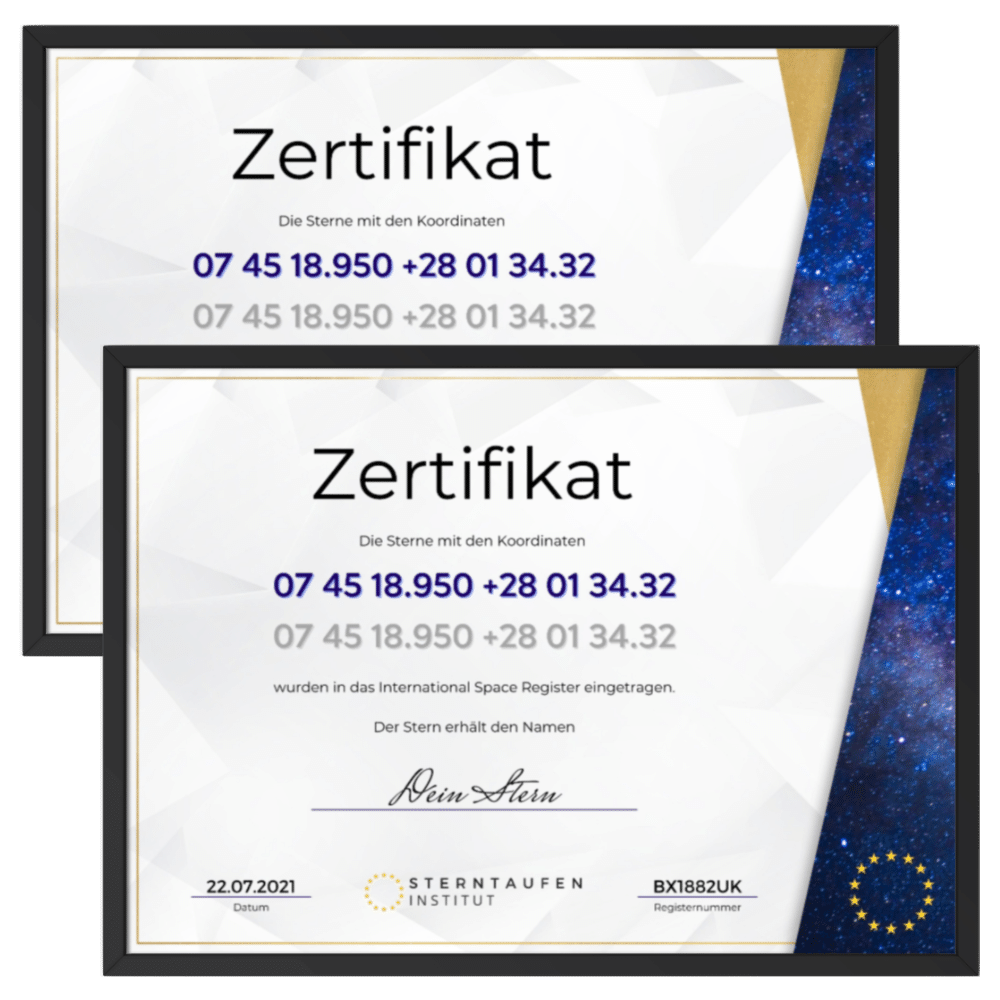 Doppelstern Sterntaufe Zertifikate im Classic Design