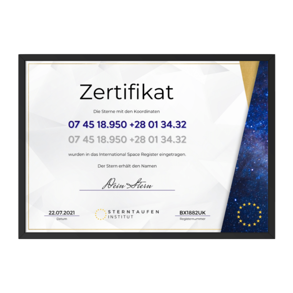 Sterntaufe Zertifikat im Classic Design