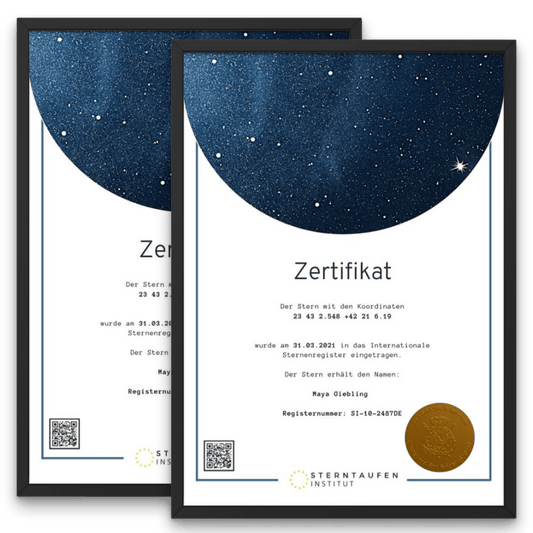 Doppelstern Sterntaufe Zertifikate im Universe Design