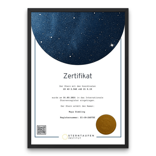 Sterntaufe Zertifikat im Universe Design